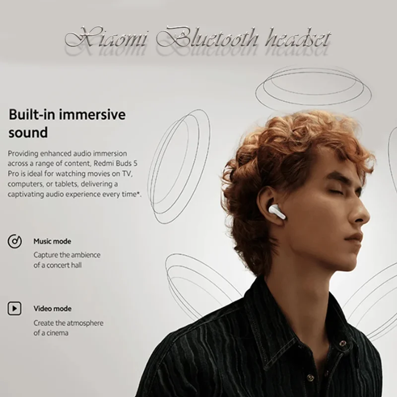 الإصدار العالمي الجديد من سماعات Xiaomi Redmi Buds 5 Pro 52dB المزودة بخاصية إلغاء الضوضاء النشطة بلوتوث 5.3 اللاسلكية لهاتف Redmi Note 13 Pro