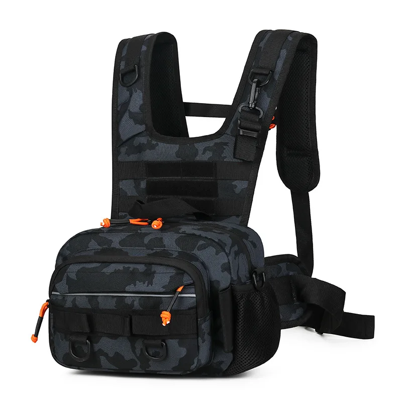 New Camouflage Fishing Backpacks Chest Vest Bag Multi‑Pockets Tackle Storage Sling Pack Outdoor Fishing Gear Backpack