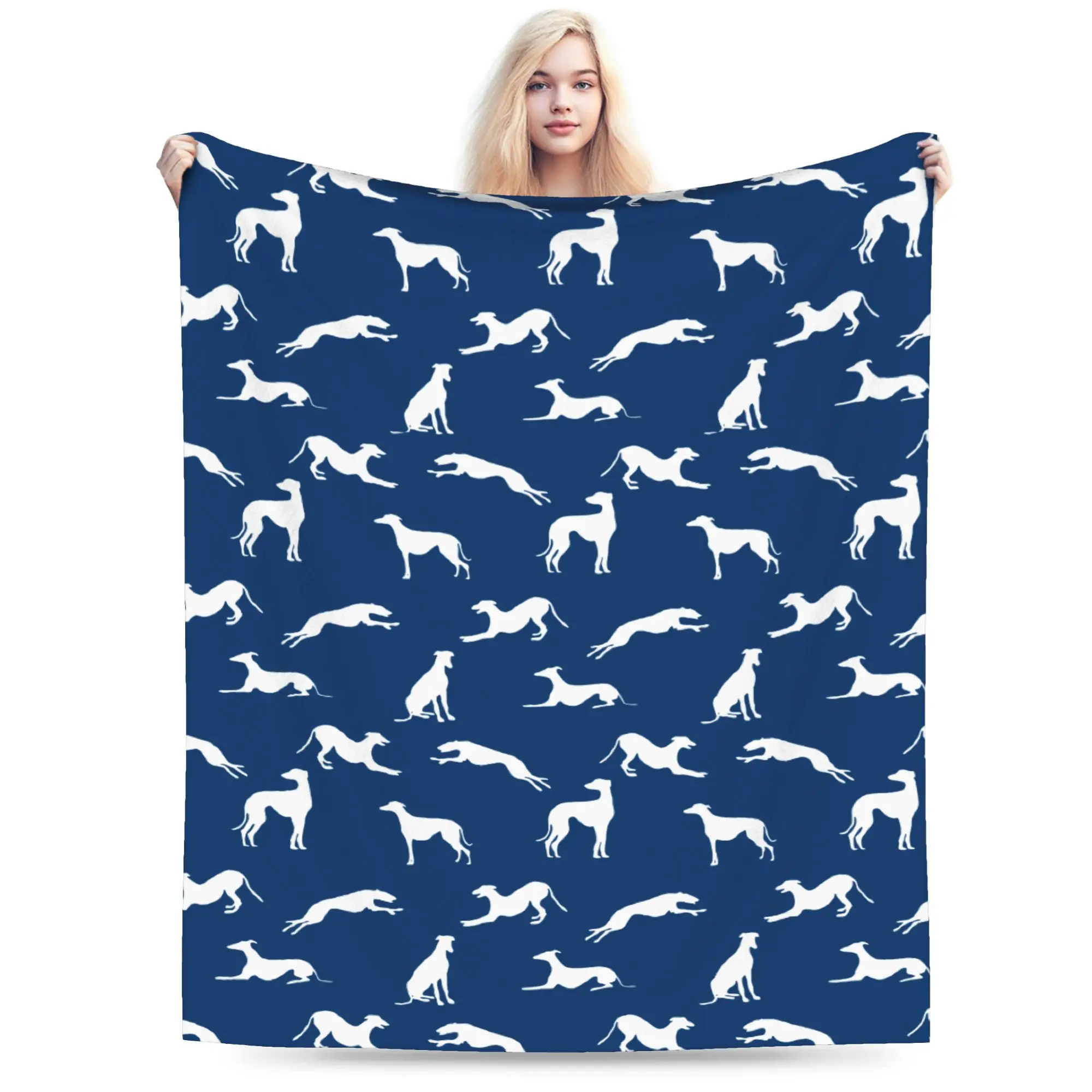 Greyhound Blankets Whippet Sighthound Dog  Flannel Throw Blanket Airplane Travel Decoration Lightweight Bedspreads