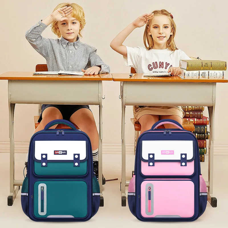 New elementary school backpack, 1st -6th grade British backpack, lightweight for boys and girls