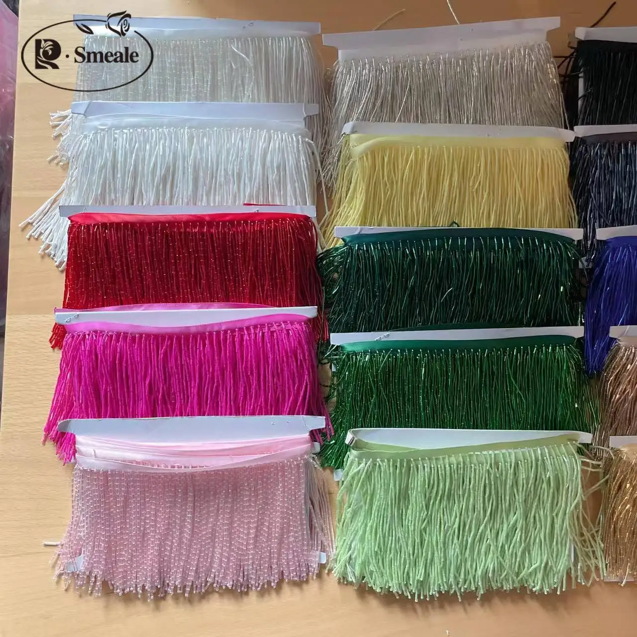 Rohrquasten-Kleiderzubehör, Spitzenbesatz, Hochzeits- und Abendkleid, Perlenverzierung, RS24495, 15 Farben, 10 cm Breite – Detail 3