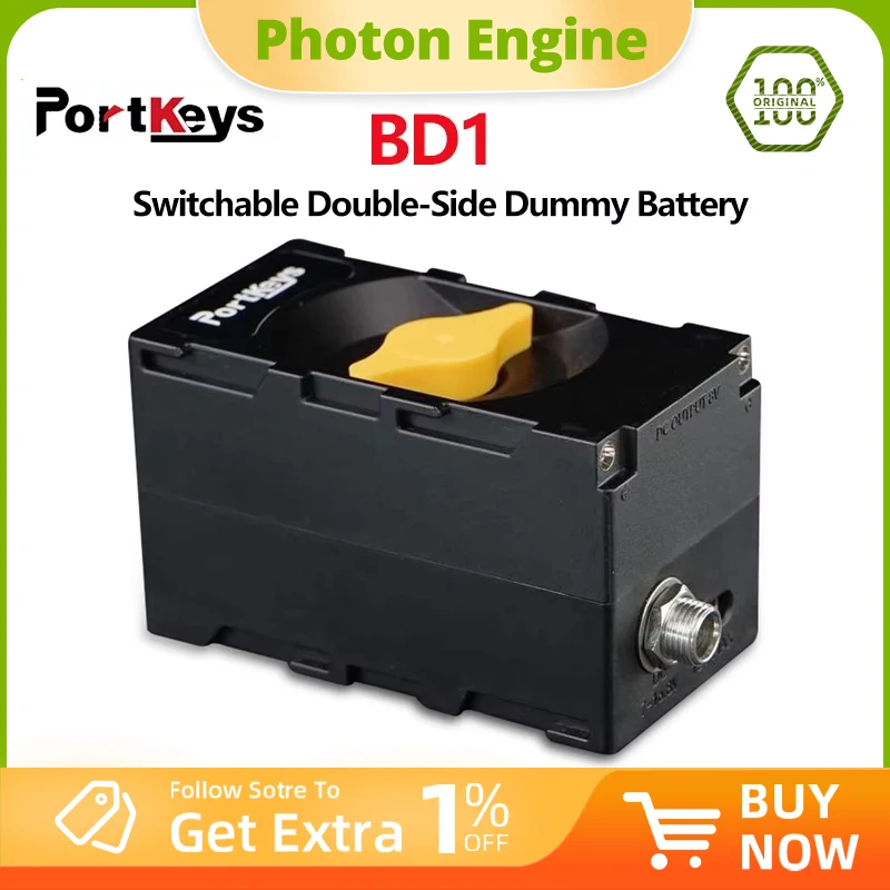 Portkeys BD1 Switchable Double-sided NPF Dummy Battery Module Power Supply D-TAP B to DC for Monitor Wireless Video Transmission