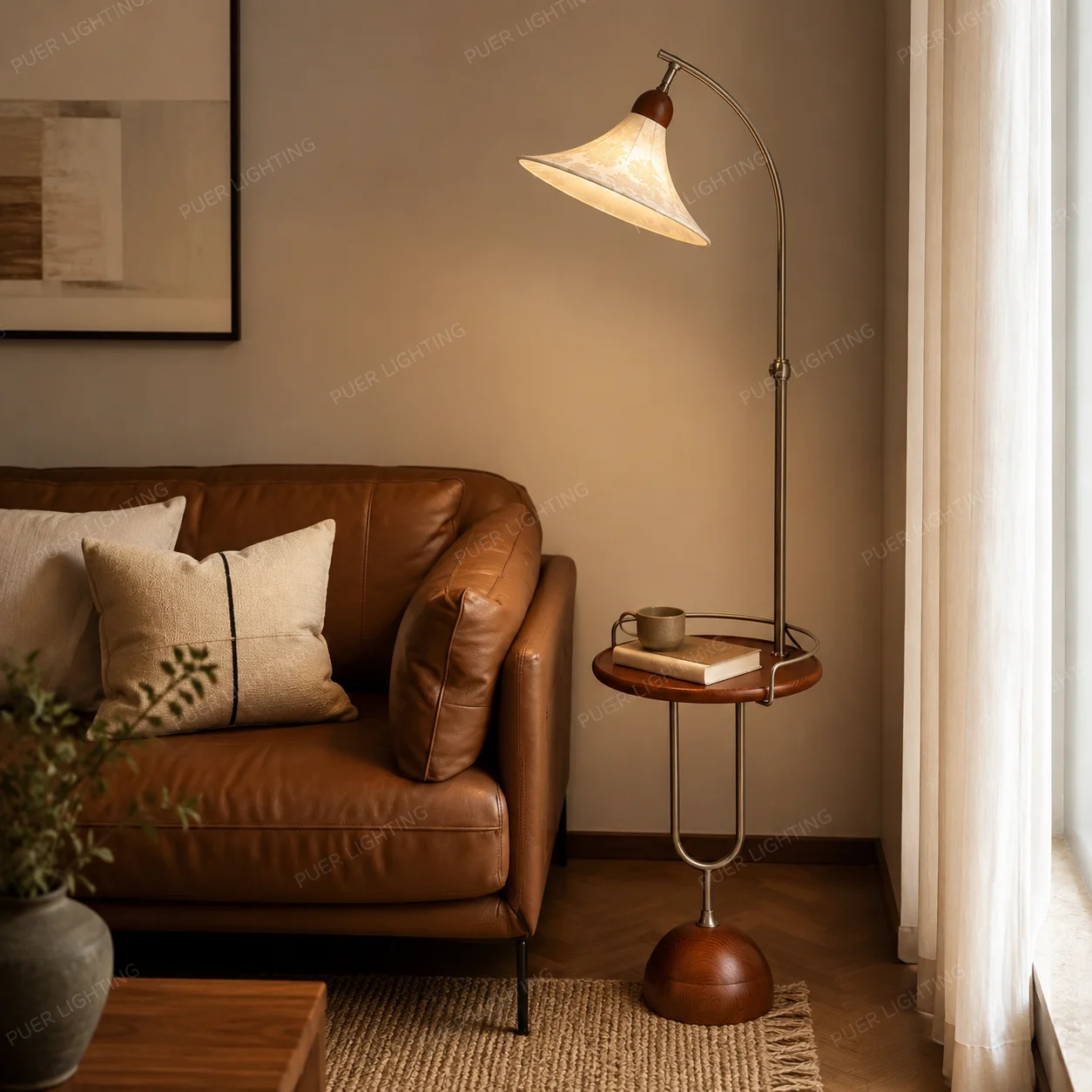 Farmhouse Floor Lamp for Living Room, Standing Lamp with Rotary Switch, Mid-Century Modern Reading Lamp Minimalist Home Decor