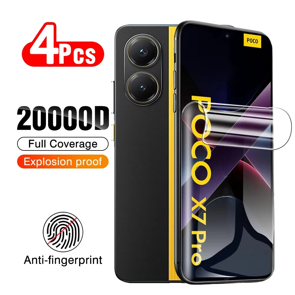 4 шт. ультратонкая прозрачная гидрогелевая пленка для Xiaomi Poco X7 X5 X8 X6 Pro M7 M6 M8 F7 F6 F8 Ultra C71 C75 C65, мягкая HD-защитная пленка для экрана