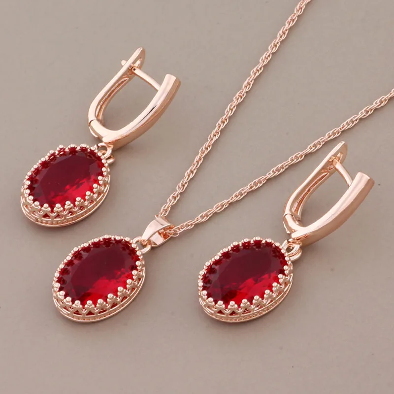 New Trend Luxury Quality Design Earring And Pendant Sets for Women 585 Rose Gold Color Drop Earrings Wedding Jewelry Sets