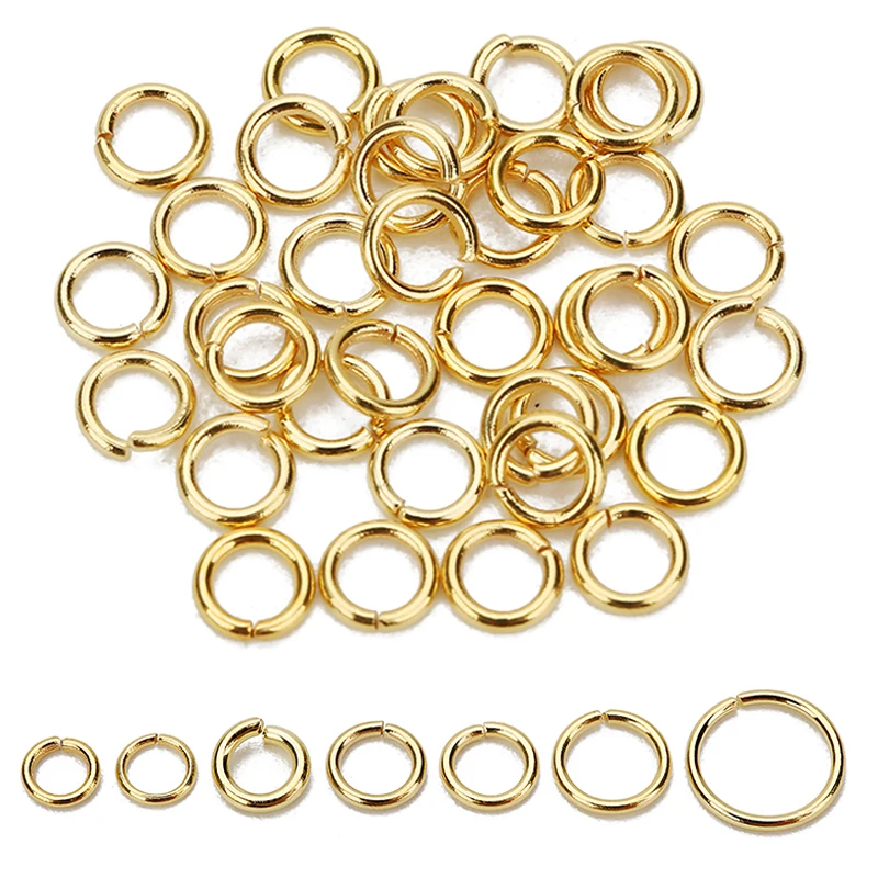100-200 sztuk pierścienie skokowe ze stali nierdzewnej do tworzenia biżuterii 3/4/5/6/7/8mm złoty kolor pierścienie dzielone złącza Diy znalezienie hurtownia