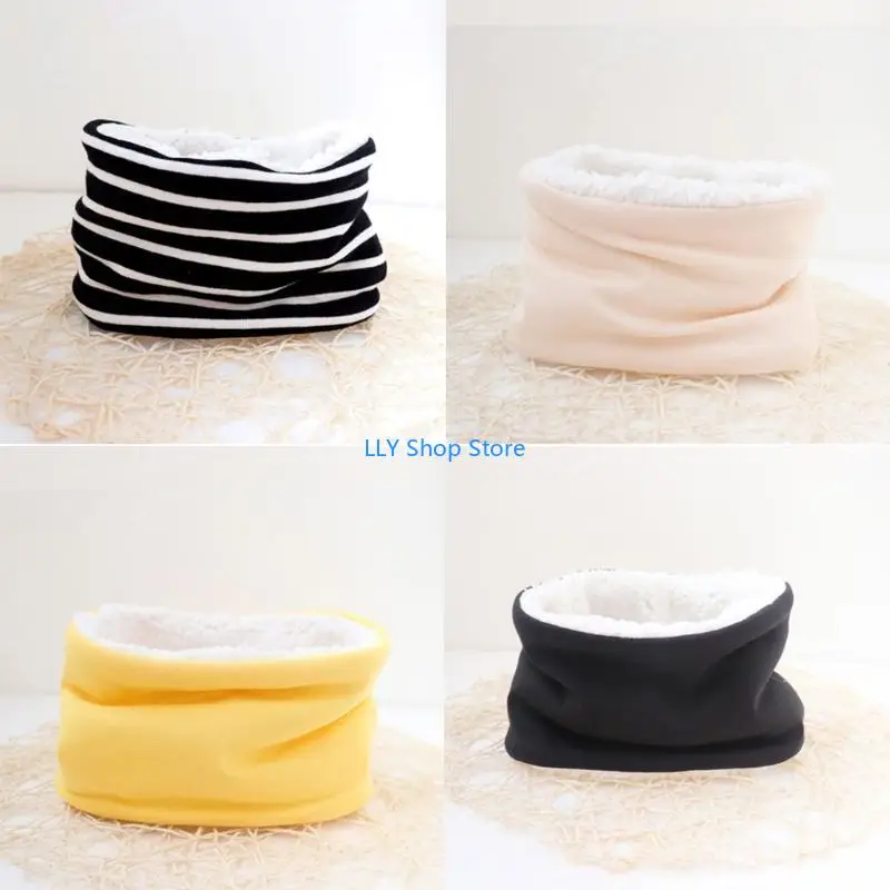 

T8UD Autumn Winter Baby Scarf Solid Color Plush Scarves Neckerchief Children Thick Warm Neck Collar for Boys Girls