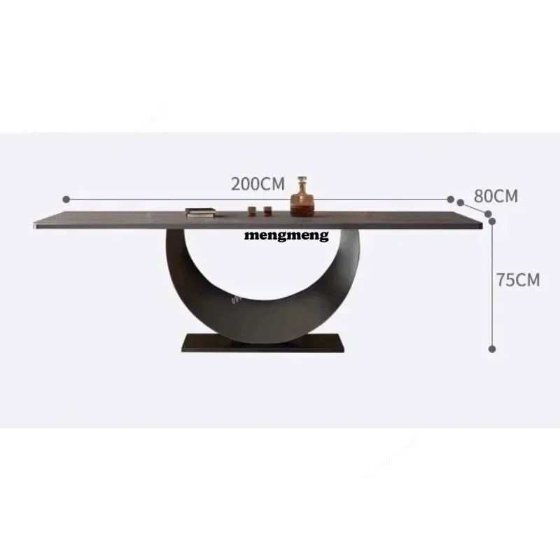 CC And Chairs Stainless Steel Frame Leather Dining Chair Italian Rectangle Modern Minimalist Rock Slab Restaurant Dining Table h