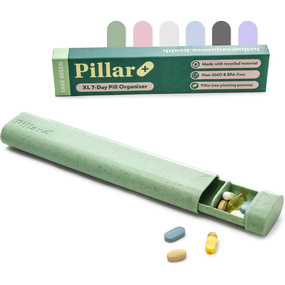 

Aesthetic XL 7-Day Pill Organizer - BPA-Free Wheat StMedicine Case for Travel and Home Use