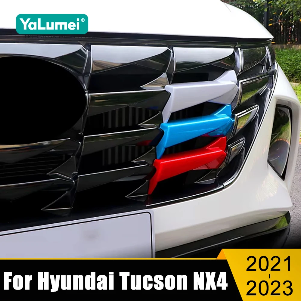 

Car Styling Accessories For Hyundai Tucson NX4 2021 2022 2023 ABS Racing Front Grilles Trim Sport Strips Cover Frame Stickers