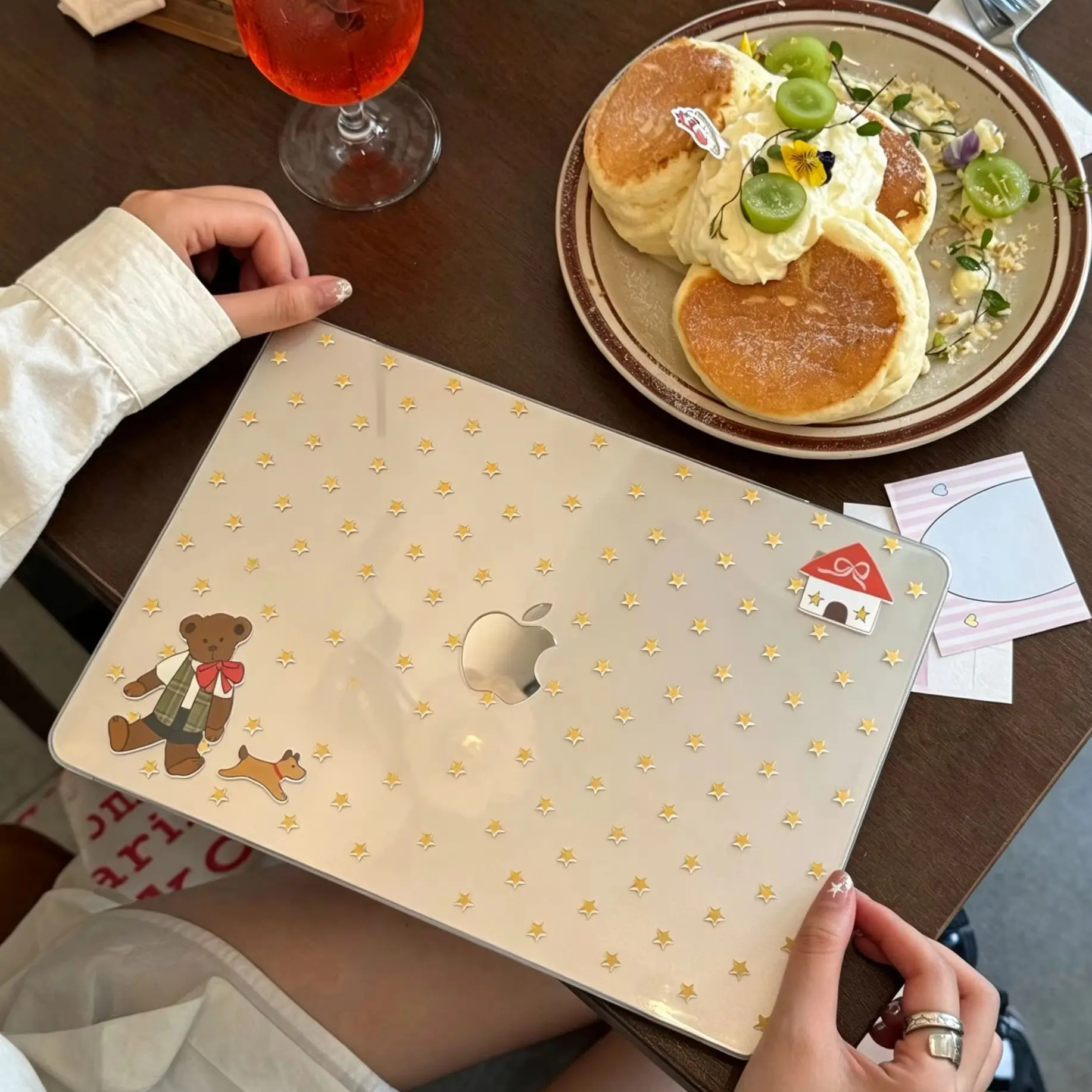 Cute Star Teddy bear Crystal Laptop Case For Macbook Air 13.6 M4 NEO 15 M3 Hard Cover For MacBook Pro 13 M1 M2 14 M4 M5 16 Cover