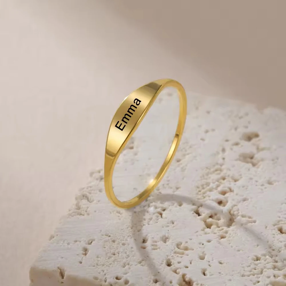 Sipuris personalisierte Ringe mit Gravur von Namen und Datum, Damenring aus Edelstahl, personalisierter Ring mit individuellem Symbol, Datum und Nummer, Schmuck, Hochzeitsgeschenk – Detail 5