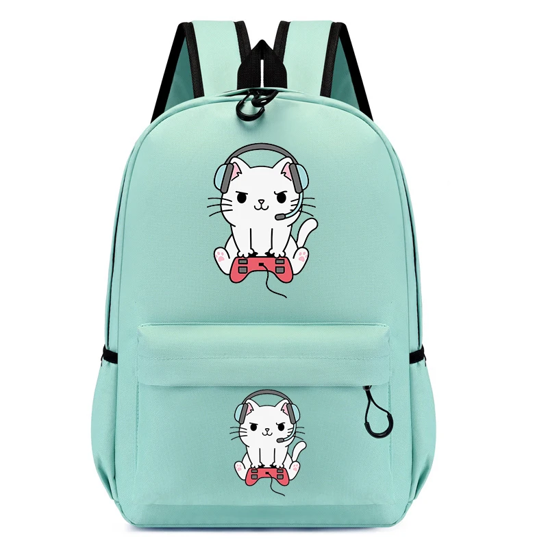 Mochila con estampado de gato para niños y estudiantes, morral escolar de Anime para guardería, a la moda, novedad