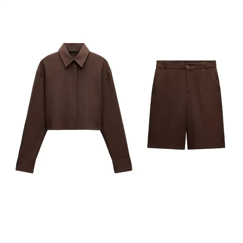 Autumn and Winter New Women Set Draping Short Shirt 86342 High Waist Draping Casual Shorts 6929508