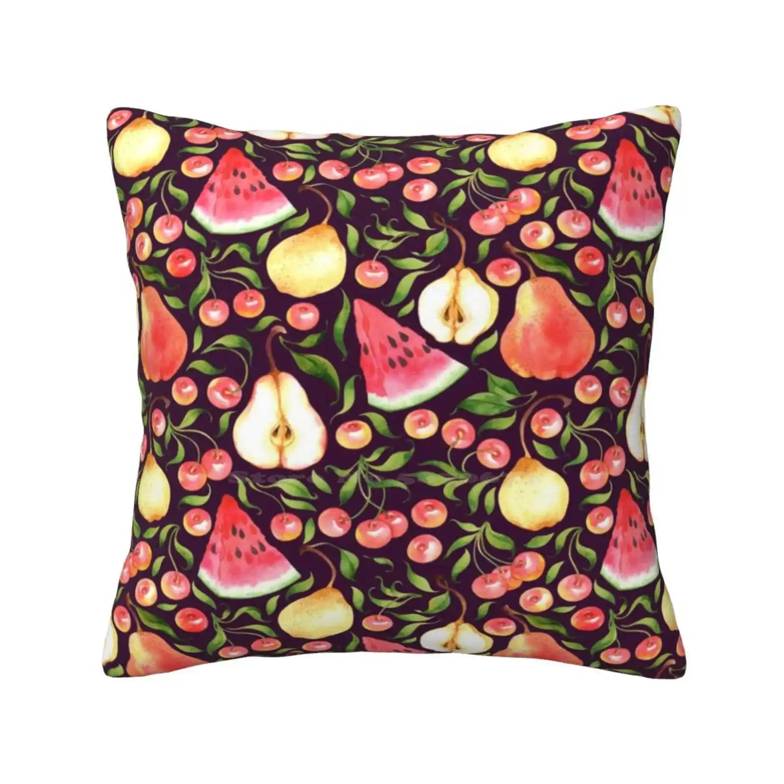 Watercolor Fruits Fashion Sofa Throw Pillow Cover Pillowcase Watercolor Pattern Fruit Summer Berry Watermelon Pear Cherry