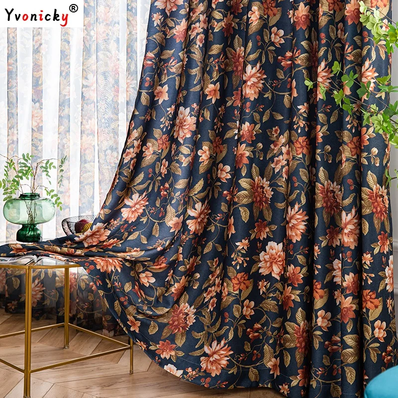 

European Foral Blackout Curtains for Bedroom Living Room Luxury Hall Window Blackout Curtain for Kitchen Garden Blinds Drapes