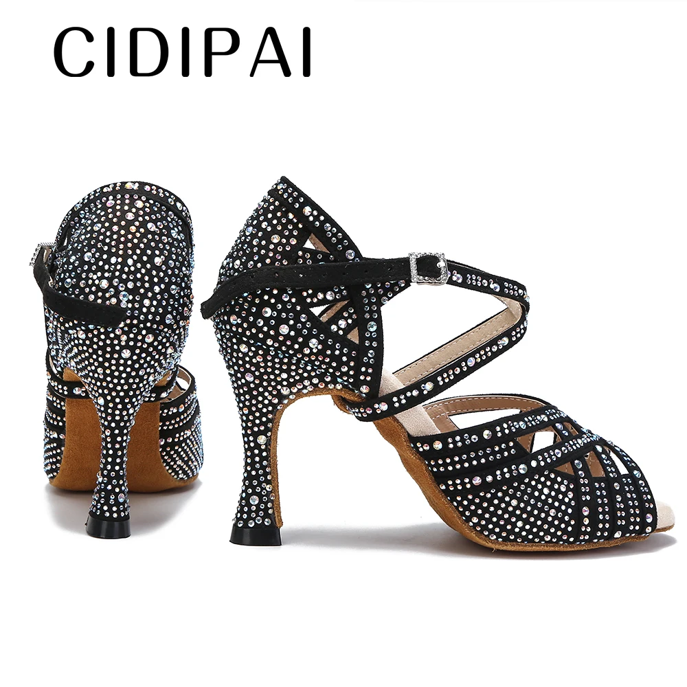 CIDIPAI-Chaussures de danse latine pour femmes, chaussures de danse tango salsa pour filles, talons de danse de salon, chaussures de mariage rouges, sandales de fête