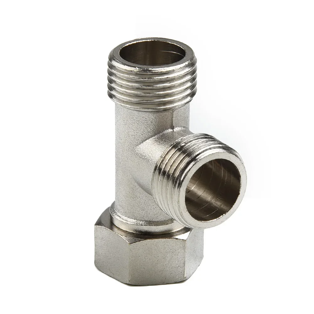 ~G1/2" T-Valve 304 Copper Toilet T Adapter ~4 Points Water Heater Connection ~Plating Three-way For Bath Bidet Sprayer Shower