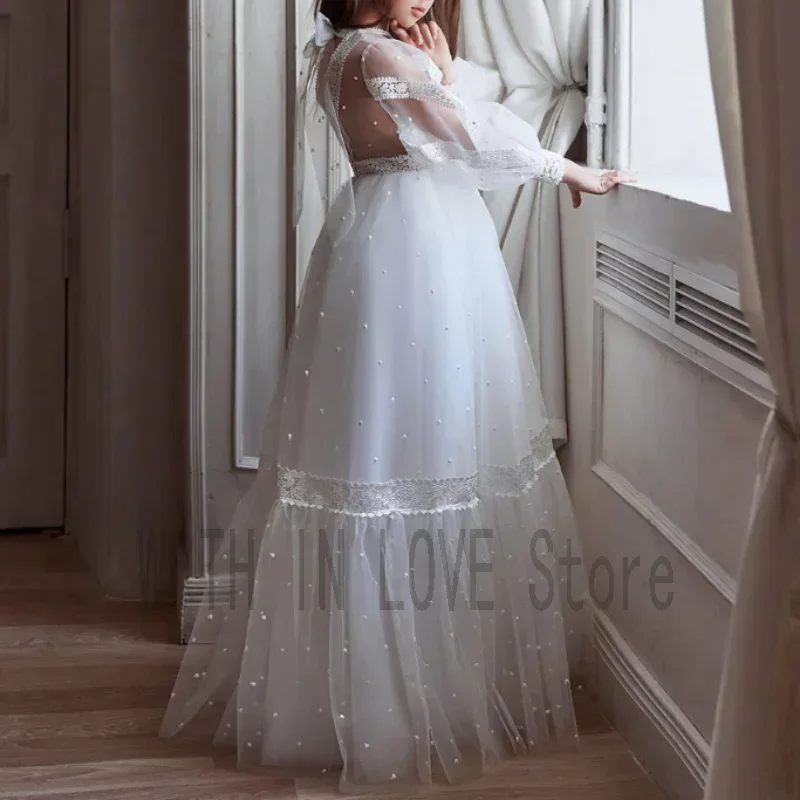 

Flower Girl Dress Custom Made Lace A-LINE O-Neck Floor-Length Junior Bridesmaid Dresses for Wedding Bridesmaid First Communion