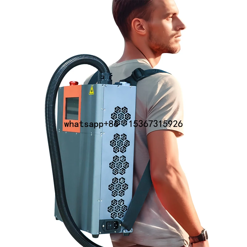 Professional 100W Backpack Fiber Laser Cleaning Machine New Air Cooling Rust Remover for Metal Stone Oil Paint Rust Removal