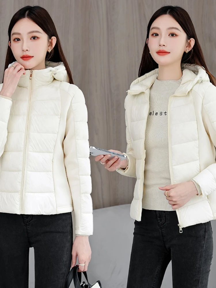 Vielleicht 2025 New Lightweight Winter Clothes Women's Cotton-padded Jacket Short Hooded Jacket Coat Casual Winter Outwear