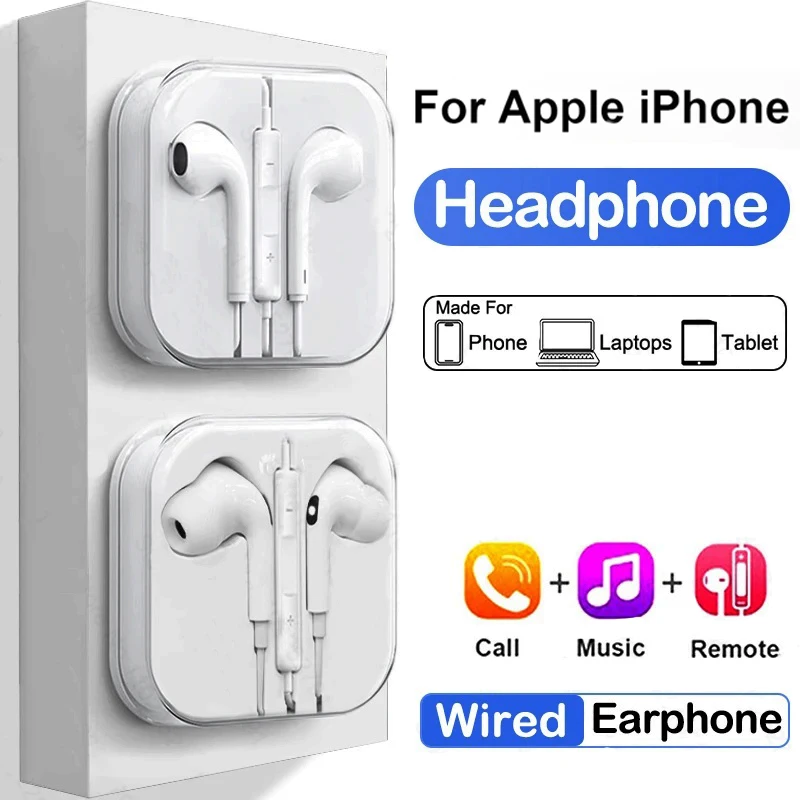 Audífonos Originales con Cable para Apple Lightning iPhone 15 16 14 13 12 11 Pro Max Mini X XS XR X 7 8 6 Plus SE, Accesorios para Audífonos