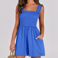 New Women's Dress Black Smocked Midi Ruffles - Fashion Casual Swing Summer Dress for Holiday Beach Date Night Y2k Clothing - Image 2