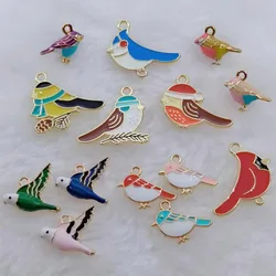 10Pcs Enamel Gold Plated Purple Birds Bee Charm Pendant for Jewelry Making Bracelet Necklace DIY Earrings Accessories Craft