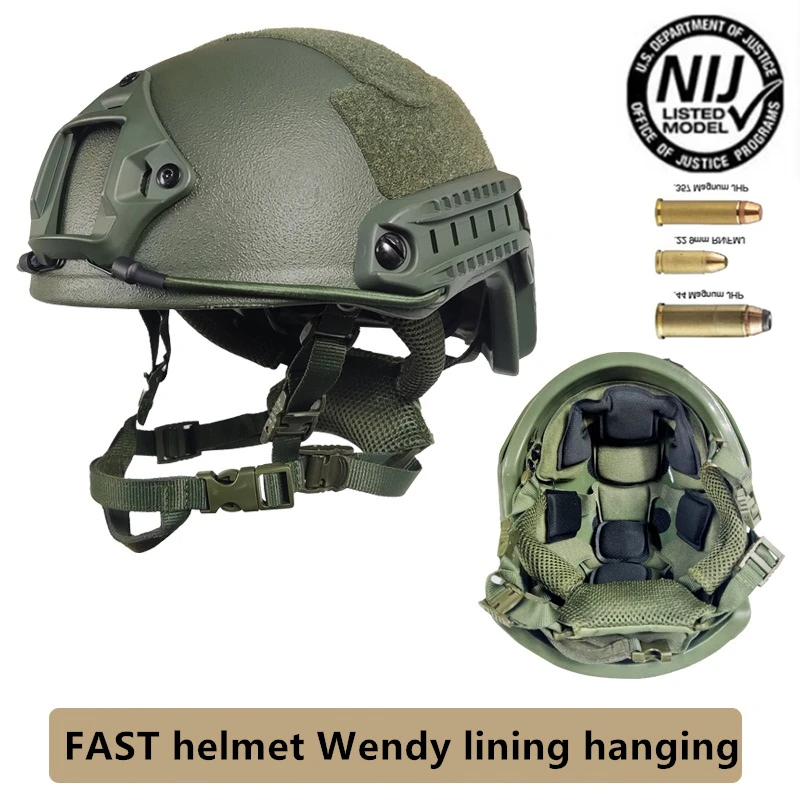 Casco táctico balístico ACH de corte alto, de PE, alta calidad, NIJ IIIA, FAST Wendy\'s Suspension Pad, casco balístico