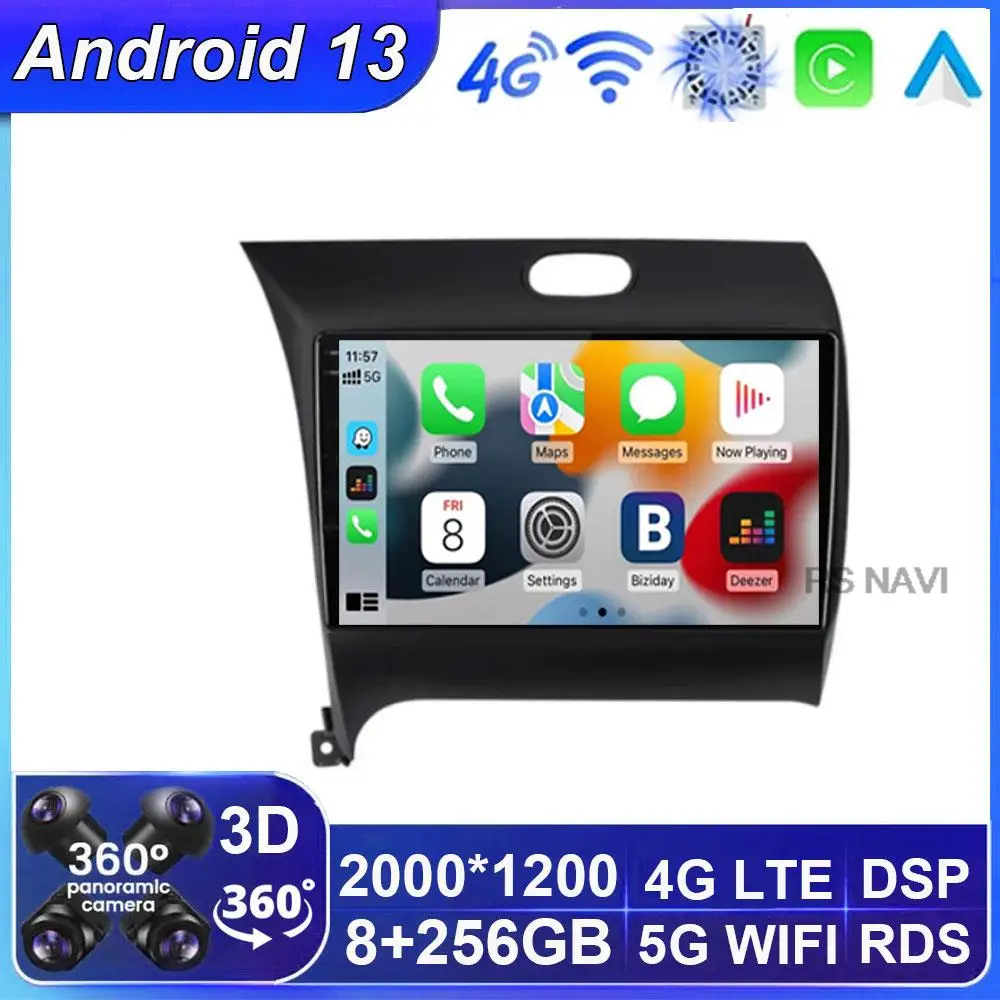 

Android 13 DSP CarPlay Car Radio stereo multimedia Video Player Navigation GPS For Kia K3 Cerato 3 Forte 2013 - 2017 2Din dvd