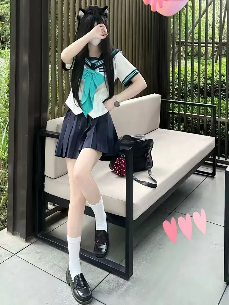 

Летний orm Sweet School JK Navy Bowknot ort Sve irt Топ Плиссированная Юбка Комплект Женский Faion Ensemble Повседневная Одежда