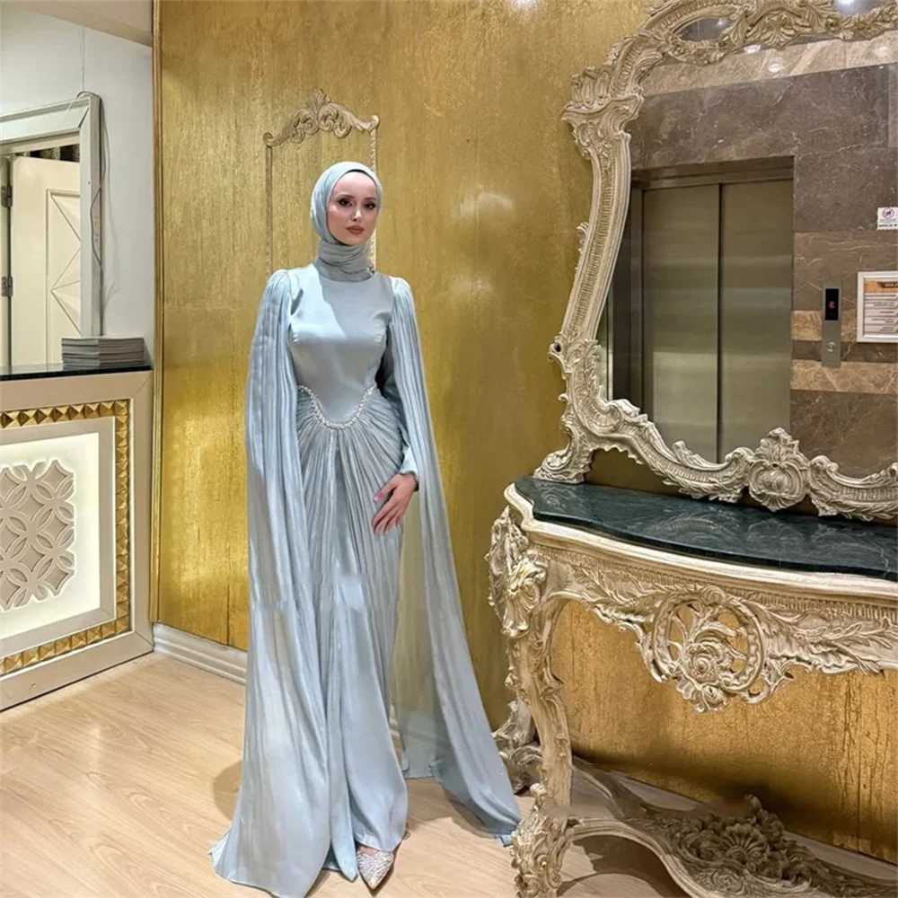 Simple Evening Dresses High Collar Long Sleeves Straight Evening Gowns Floor Length Prom Dresses Dress Customized 2025