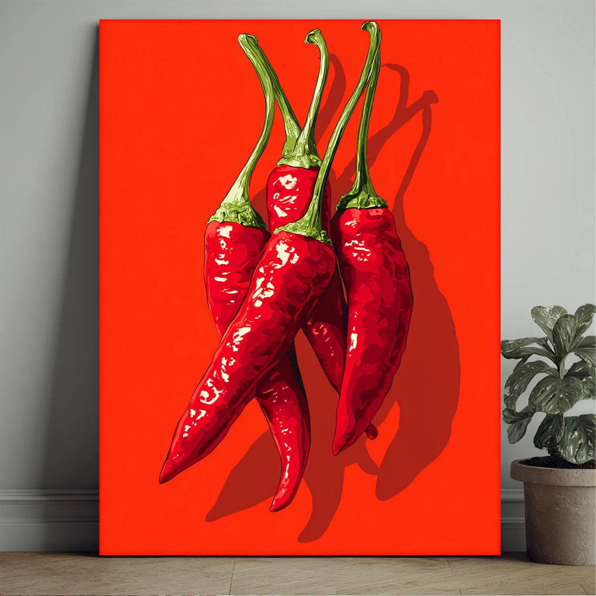 2D Flat, 2D Flat, 2D Flat 1pc, with Frame, 30.48X40.64 cm High-Quality Manga-Style Artwork Featuring Hot Chili Peppers, Moder