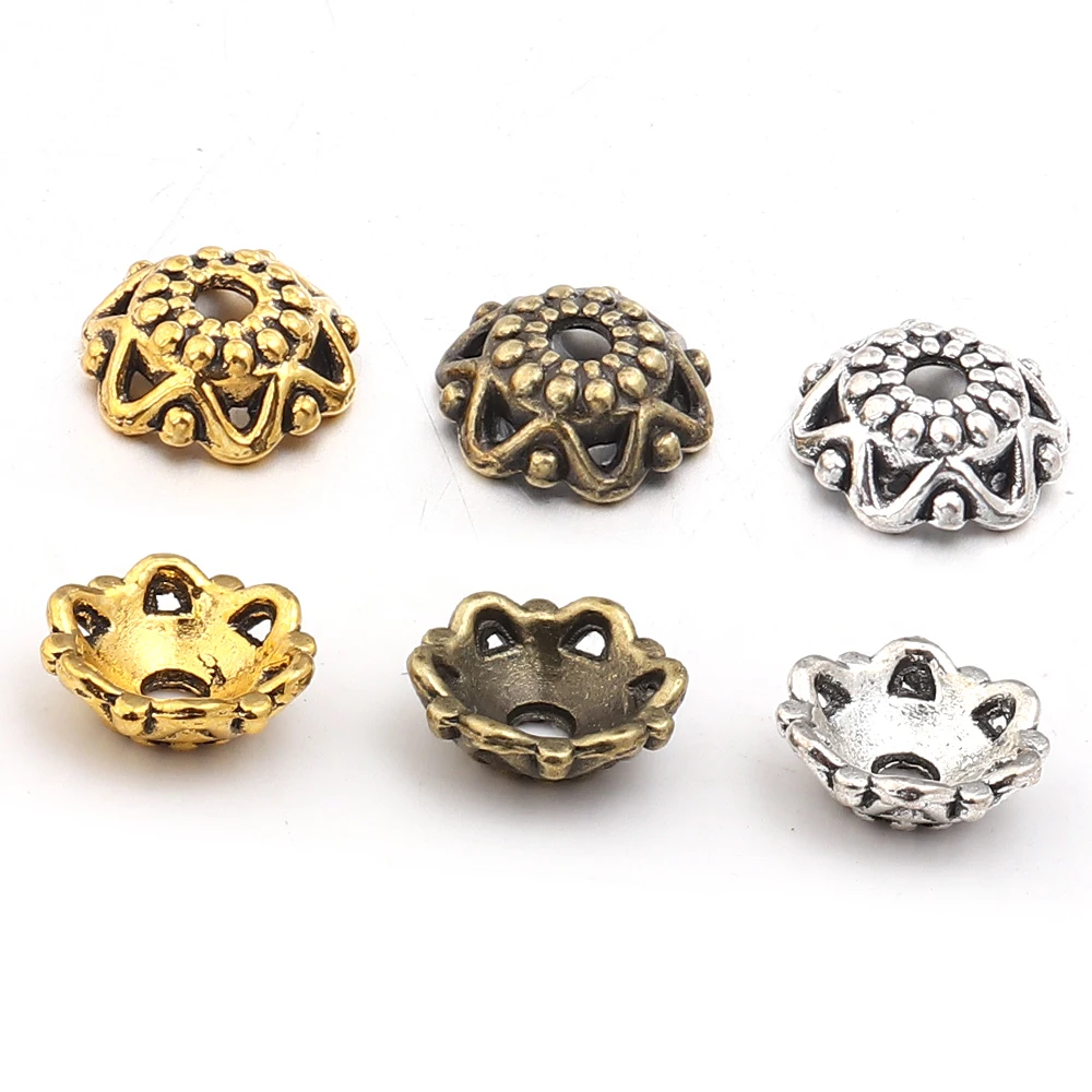 100pcs/lot Vintage Flower Bead End Caps Bead Caps Spacer Beads For Jewelry Making DIY Necklace Bracelet Earrings Accessories