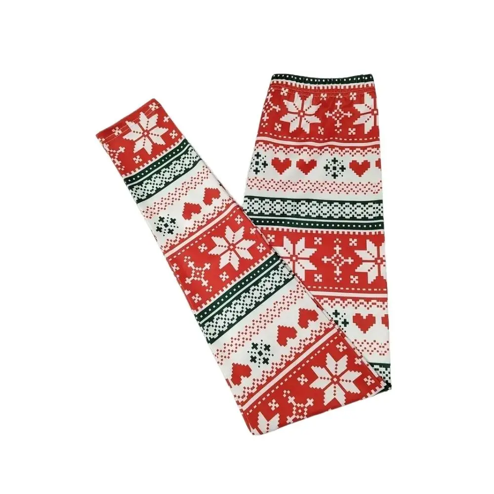 Christmas snowflake print stretch comfortable slim-fit hip lift tights casual leggings for women with a festive vibe