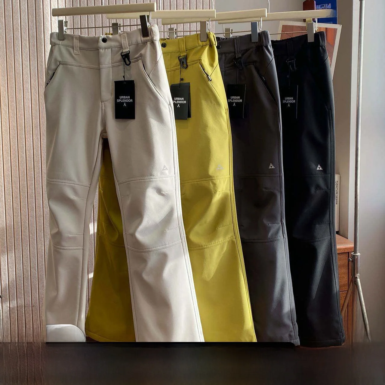 

Men's Thiened Fce Lined Waterproof Windproof Hiking Workwear Casual Straight Leg Pants Outdoor Couples Warm Trousers