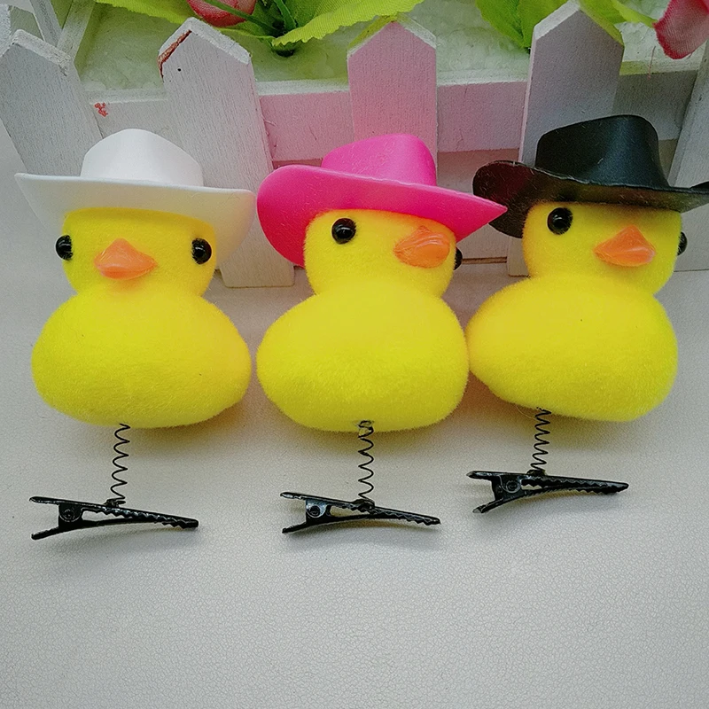 Cartoon Funny Doctorial Hat Cowboy Hat Little Yellow Duck Hairpin Fashion Duckbill Hair Clip For Children Cute Hair Accessories