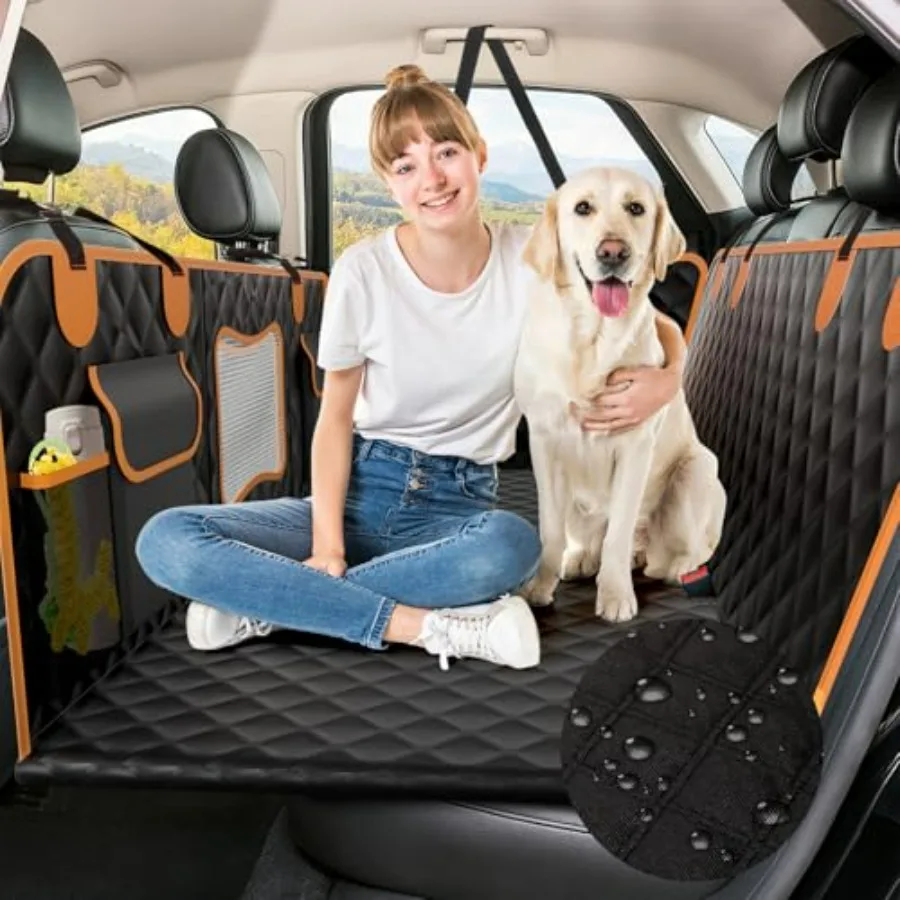

Back Seat Extender for Dogs - Hard Bottom Waterproof Dog Car Seat Cover for Back Seat Holds 450 lbs - Detachable Scratch-Proof