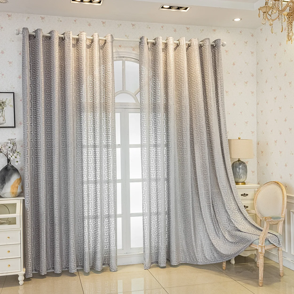 Luxury European Thickened Window Curtain, Light Luxury Design, Transparent Drapes for Balcony & Large Windows, Heat Insulation &