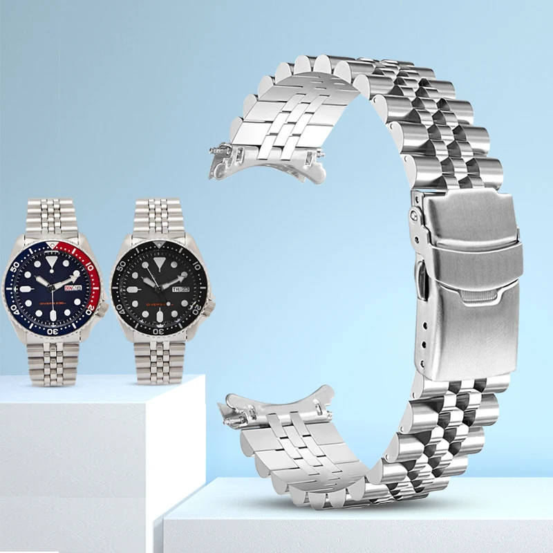 New Man's Superior Solid Stainless Steel Watchband 20mm 22mm Curved End strap Jubilee Bracelet Fit For Seiko 5 PROSPEX Watch