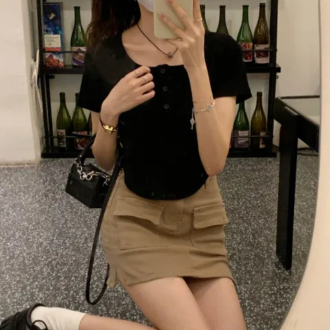 

Футболка Slim Fit ort Sve, женская повседневная круглая футболка Ne Korean Sle, внутренняя одежда, топ, весна-лето, модный ветер для поездок на работу