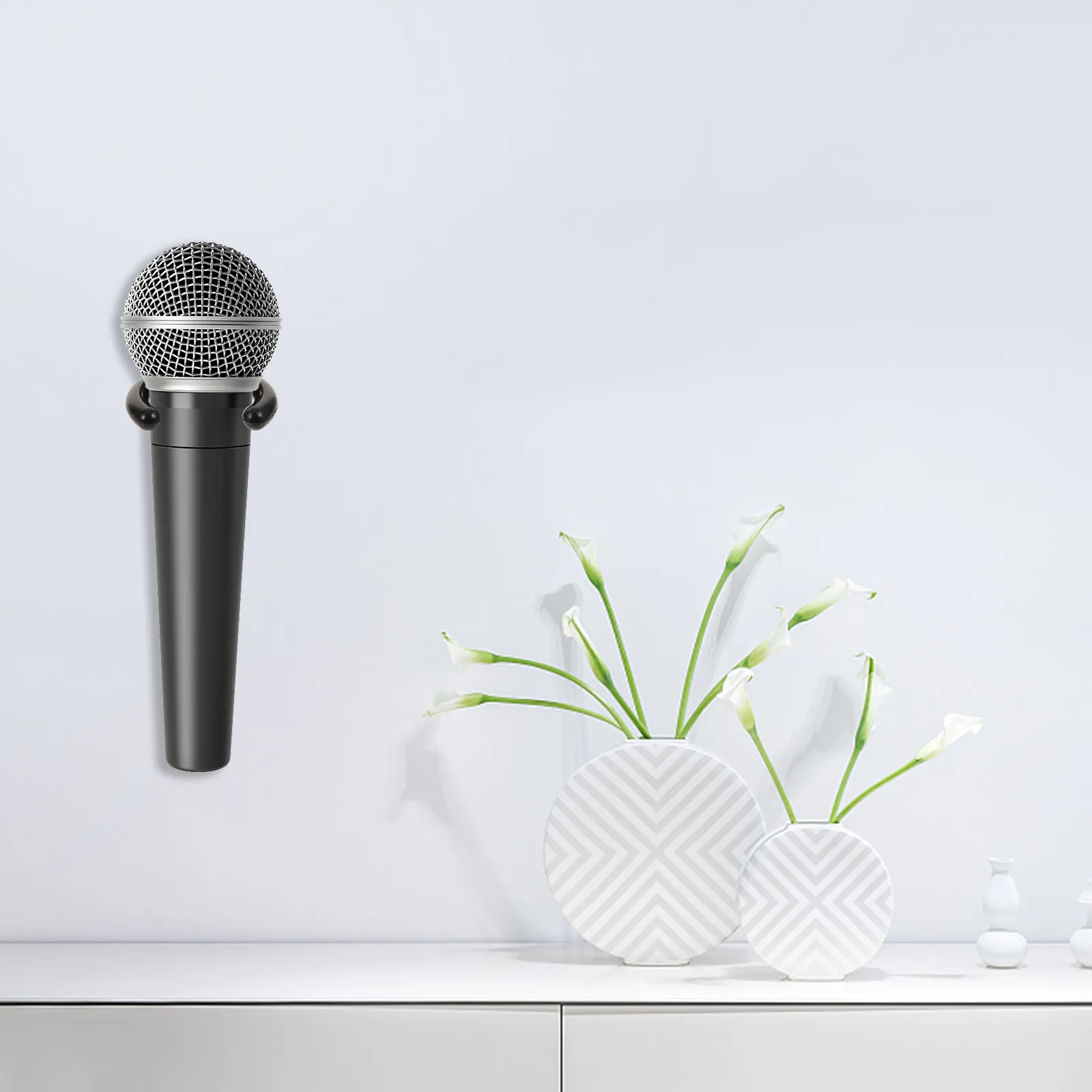 4Pcs Microphone Wall Hook Holder Plastic Mic Hanger Stand Efficient Space Saving for Ktv Home Hotel Conference Room Use