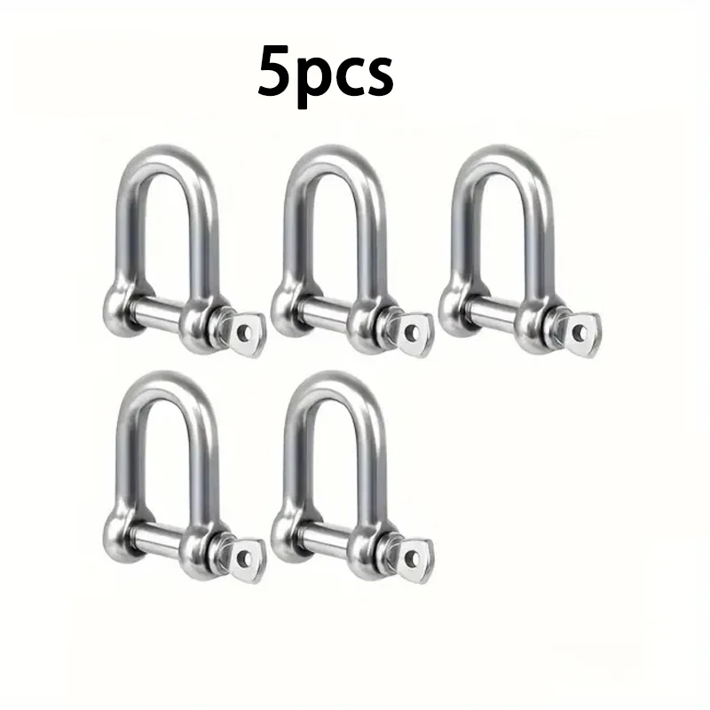 5PCS D Shackle Titanium Steel Heavy Duty with Screw Pins for Chain Wire Rope Lifting Camping