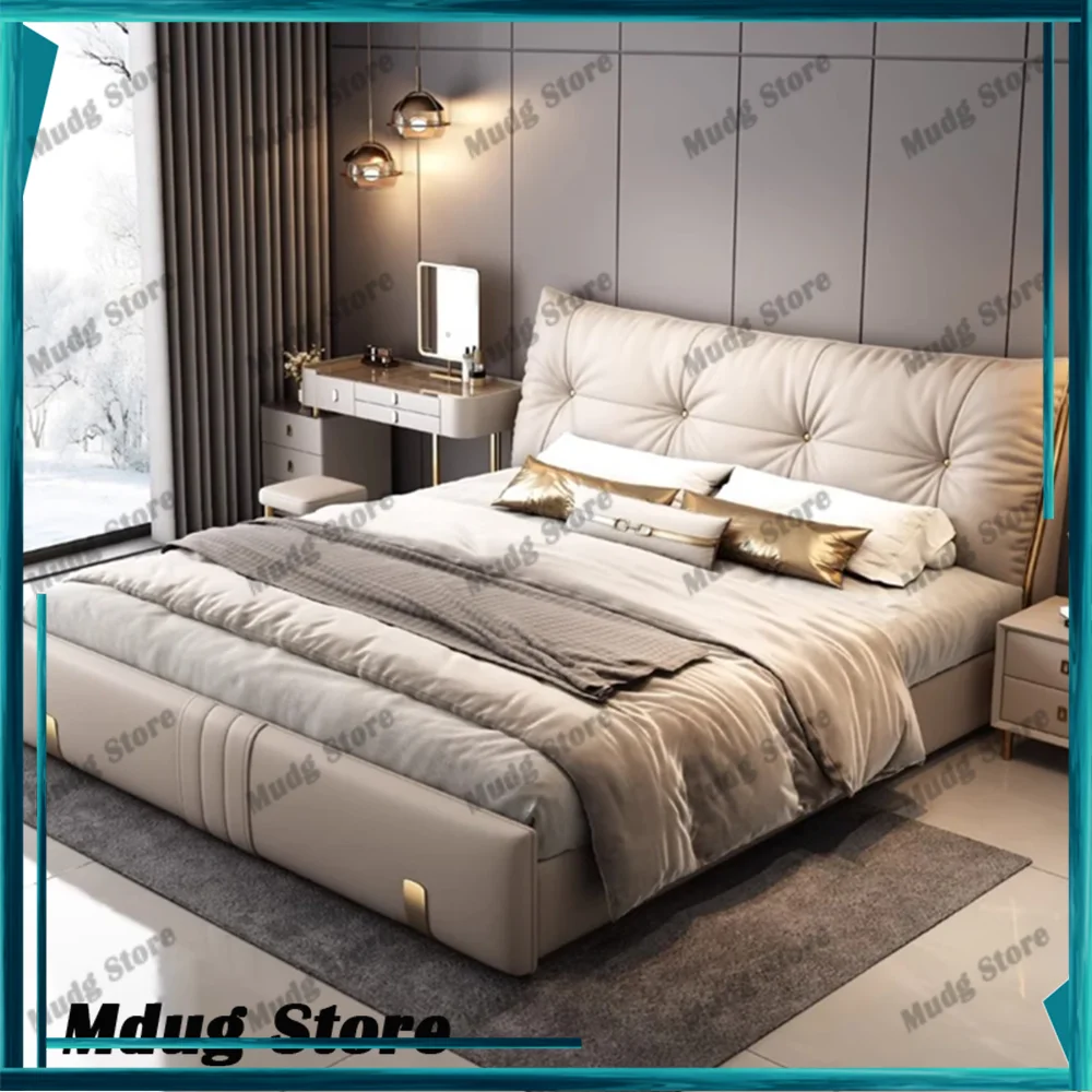 

King Upholstered Bed Frames Nordic Queen Minimalist Luxury Bed Sleeping Headboards Muebles Para El Hogar Furniture Decoration