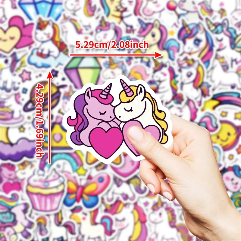 10/30/50PCS Kawaii Love Unicorn PVC Sticker Aesthetic DIY Korean Decoration Scrapbooking Hand Accounting Supplies for Kids