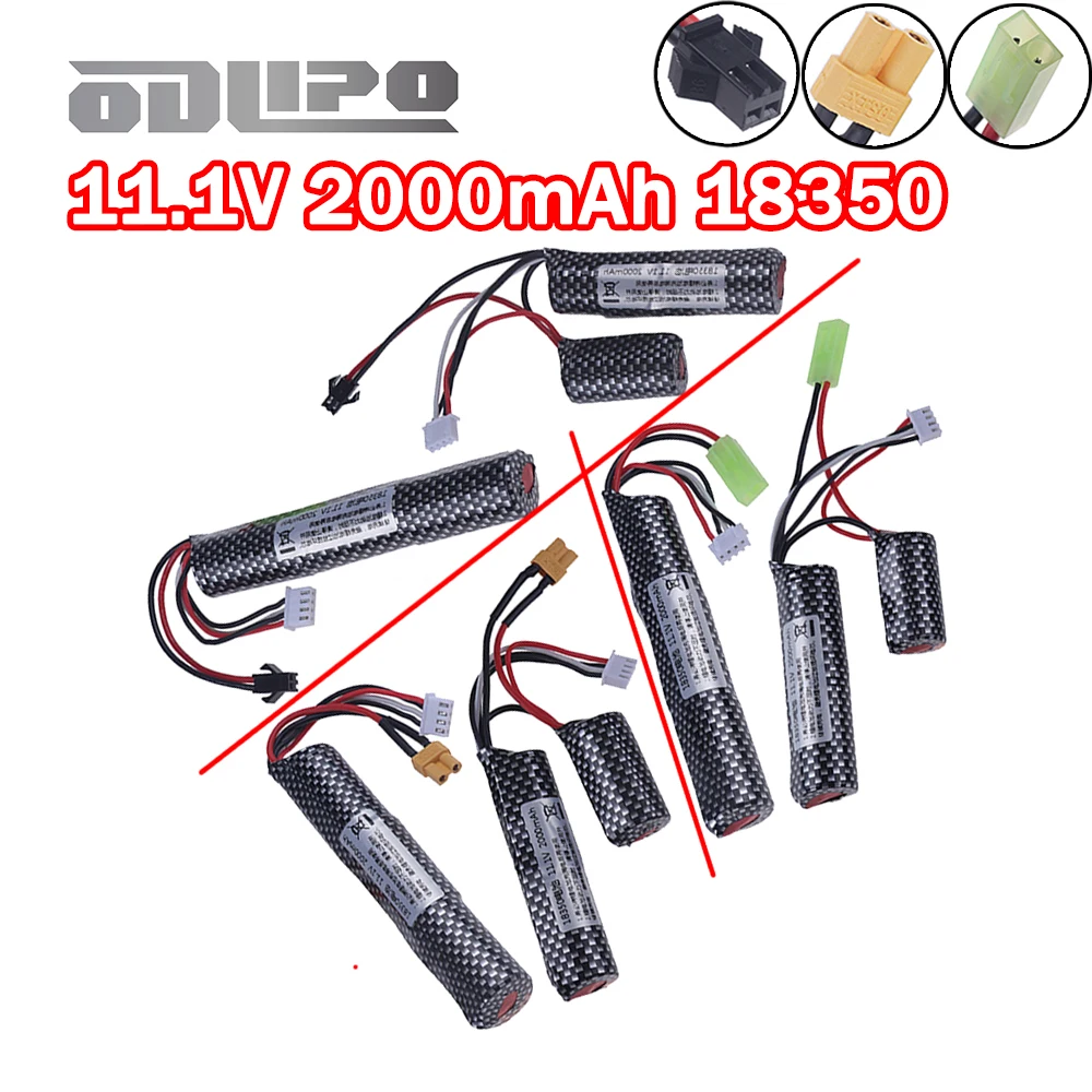 18350 Battery Soft Bullet Gun 2000mAh 11.1V Li-ion Battery for Water Gel Ball Blaster Electric Toy Water Gun Air Guns 3S Battery