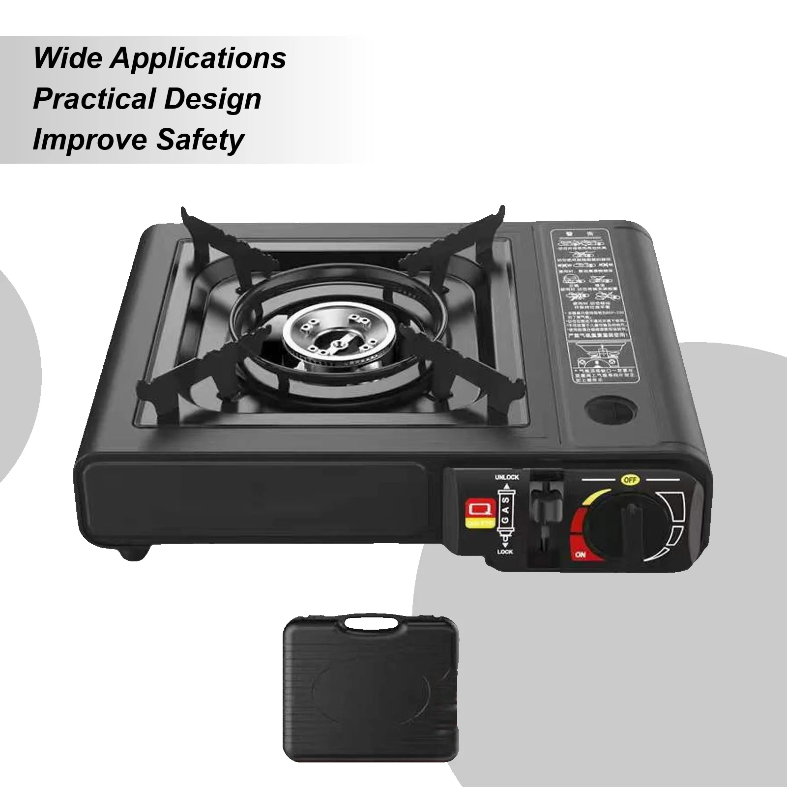 

Портативная плита для кемпинга, портативная варочная панель, автоматическое зажигание, точная горелка с контролем тепла для поездки, кемпинга, альпинизма