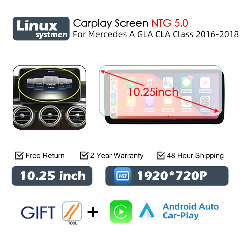 Linux Systeem Draadloze Carplay Android Auto Radio voor Mercedes Benz A CLA GLA W176 C117 X156 2012-2018 Auto Multimedia Speler BT