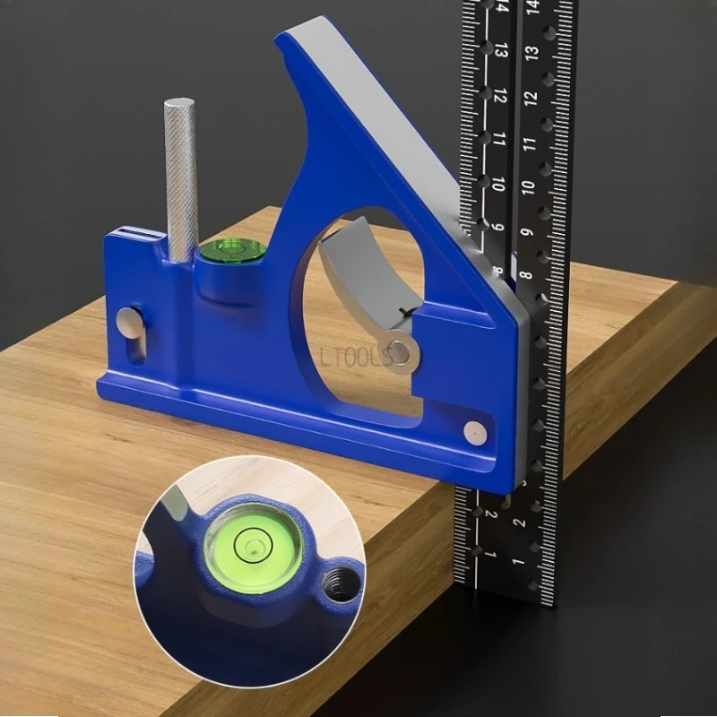 1pc Woodworking Square Ruler Circular Marking Measuring Tool Multifunctional High-precision Long Board Combination Angle Ruler