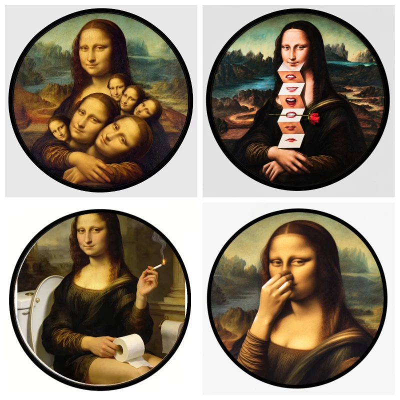 20x20cm Retro Masterpiece Funny Round Decals, Classic Painting Style Decorative Stickers, Multi-scene Indoor DIY Ornament